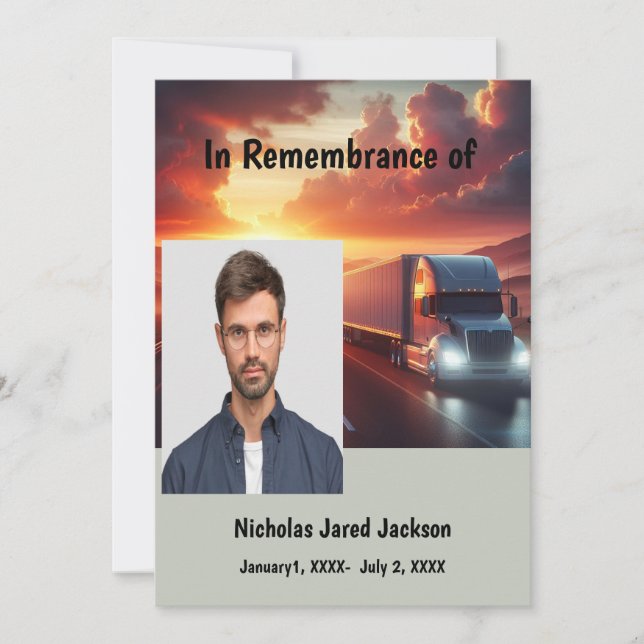 Invitación Tractor-remolque del piloto del servicio de memori (Anverso)