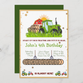 Invitación Tractor verde | Fiesta de cumpleaños temática de l