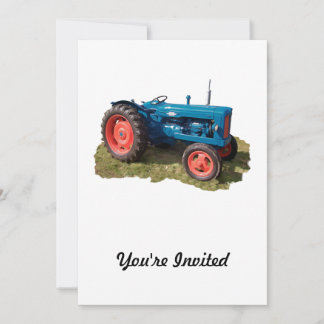 Invitación Tractor y campo antiguos brillantemente coloreados