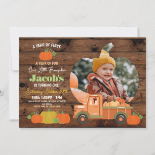 Invitación Tractores Pumpkins Cumpleaños 1Fotos Niños Uno