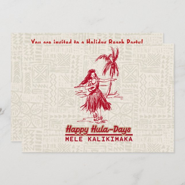Invitación Tradewinds Holiday Hawaiian Hula Girl (Anverso / Reverso)