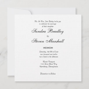 Invitación tradicional a la boda blanca