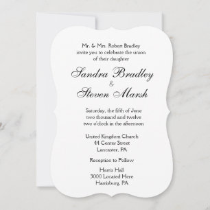 Invitación tradicional a la boda blanca