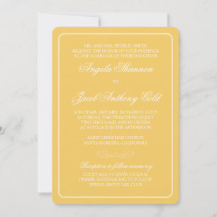 Invitación tradicional a la boda blanca y de oro