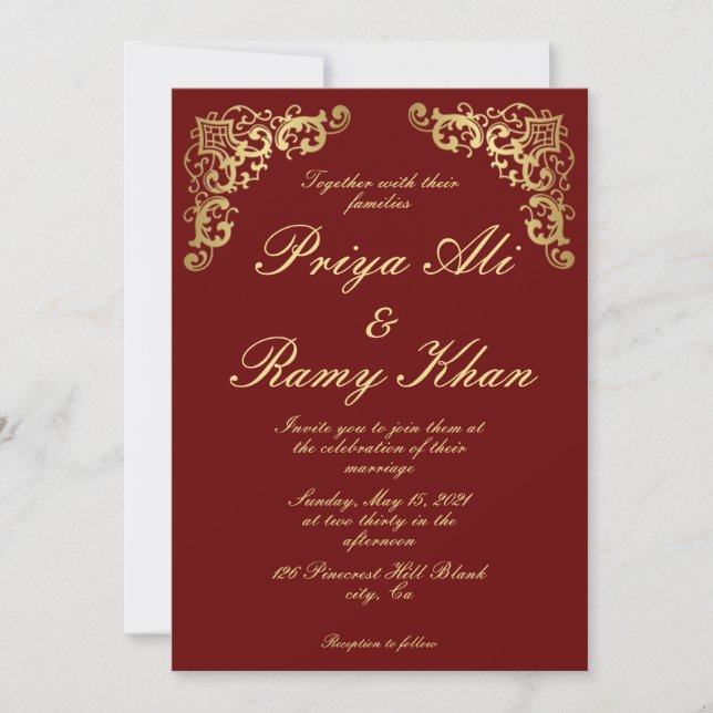 Invitación tradicional a la boda india (Anverso)