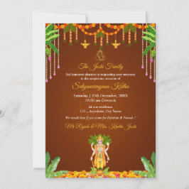 Invitación tradicional a la Pooja de Satyanarayana