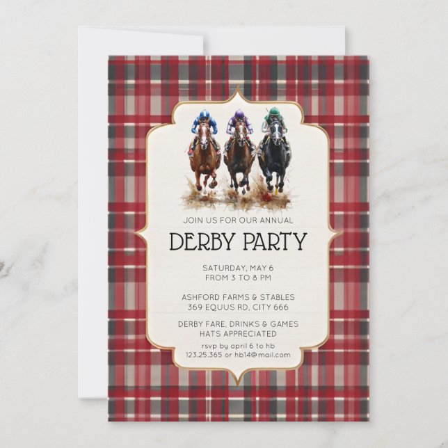 Invitación tradicional al Derby de Kentucky en Tar (Anverso)