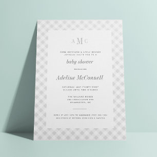 Invitación tradicional Baby Shower de Gray Gingham