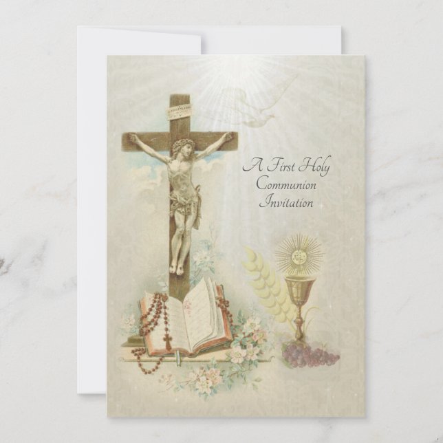 Invitación tradicional católica vintage para la Pr (Anverso)