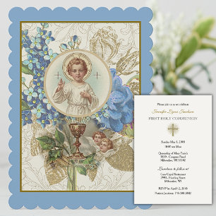 Invitación tradicional católica vintage para la Pr