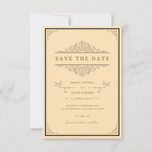 Invitación tradicional clásica a la boda | Sin tie (Anverso)
