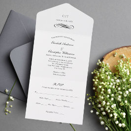 Invitación Tradicional Clásica de Boda Todo en Uno