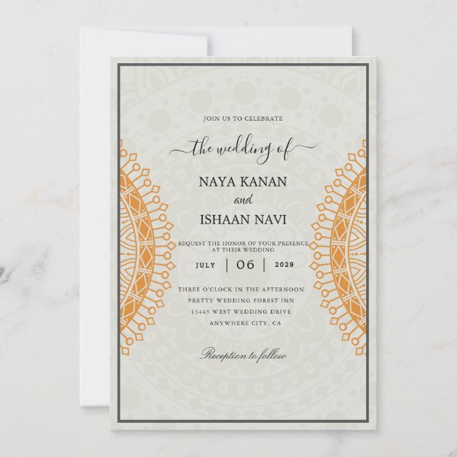 invitación tradicional de boda india (Anverso)