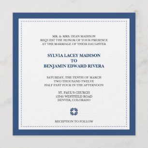 Invitación tradicional del boda del cuadrado de la