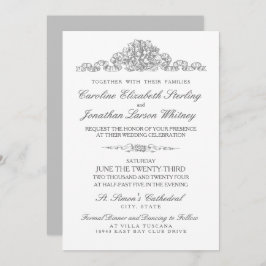 Invitación Tradicional elegante | Boda Gris de Versalles