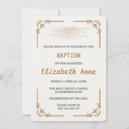 Invitación Traditional Baptism for Daughter Gold Cross
