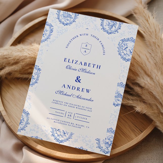 Invitación Traditional Blue White Delft Wedding (Subido por el creador)
