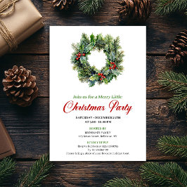 Invitación Traditional Christmas Wreath Party Invitation