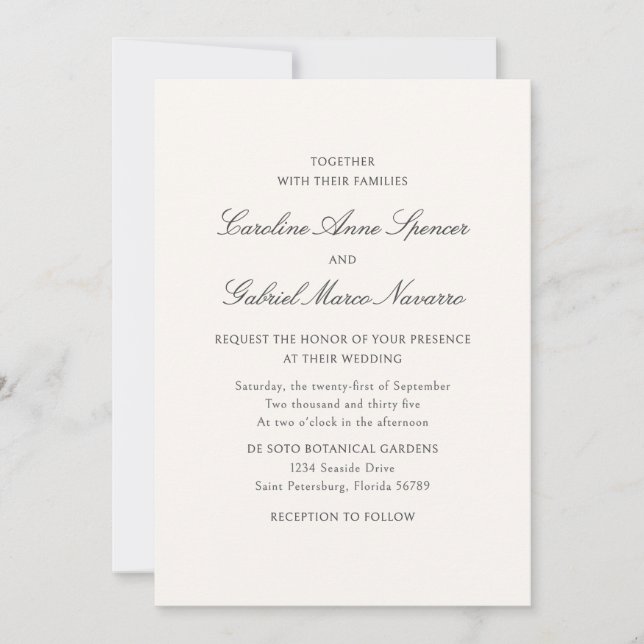 Invitación Traditional Classic Simplistic Wedding Invitation (Anverso)