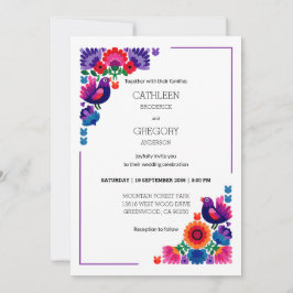 Invitación Traditional Colorful Folk Vibrant Pattern Wedding