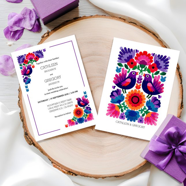 Invitación Traditional Colorful Folk Vibrant Pattern Wedding (Traditional Colorful Folk Vibrant Pattern Wedding Invitation)