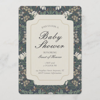 Invitación Traditional Floral Arts and Crafts Baby Shower