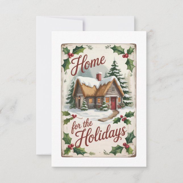 Invitación Traditional Holly Wreath Housewarming Gift (Anverso)