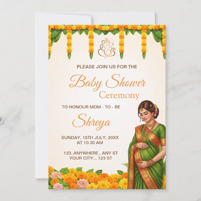 Invitación Traditional Indian Baby Shower Invitation (Anverso)