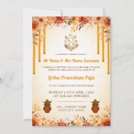 Invitación Traditional Indian Griha Pravesham Invitation