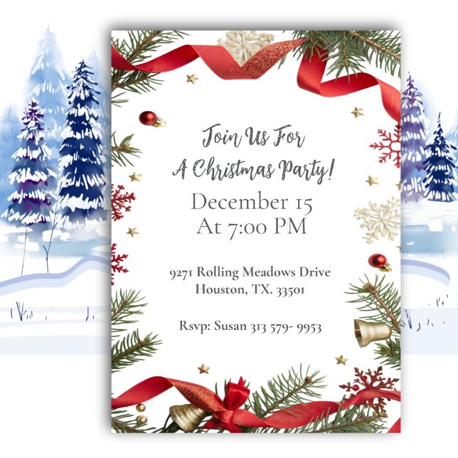 Invitación Traditional Red Ribbon Christmas Party (Subido por el creador)