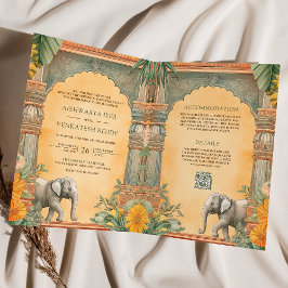 Invitación Traditional South Indian Photo QR Code Wedding
