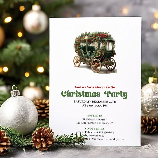 Invitación Traditional Victorian Christmas car party invite (Traditional Victorian Christmas angel party invite

)