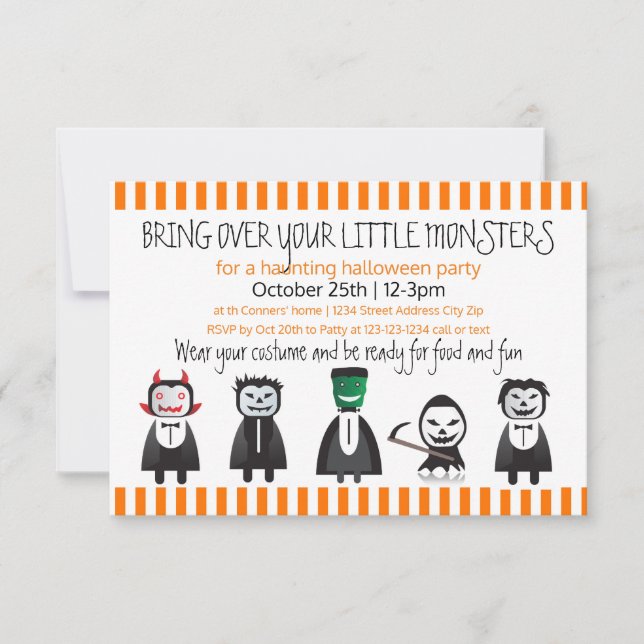 Invitación Trae encima a tus monstruos-3x5Halloween Party Inv (Anverso)