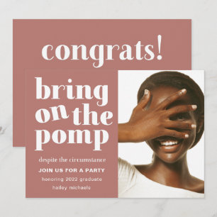 Invitación Traer al Rosa del Fiesta Pomp One Photo Grad