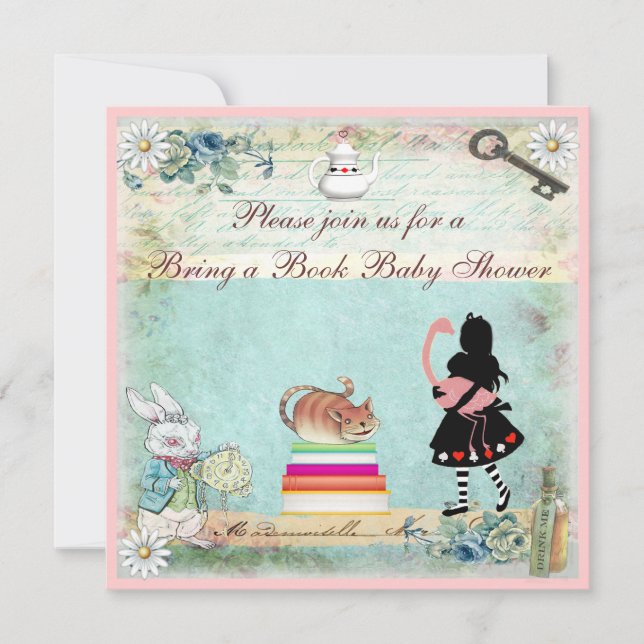 Invitación Traer un Baby Shower de Alice y Flamingo (Anverso)