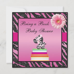 Invitación Traer un Baby Shower de lectura de cebra y animal