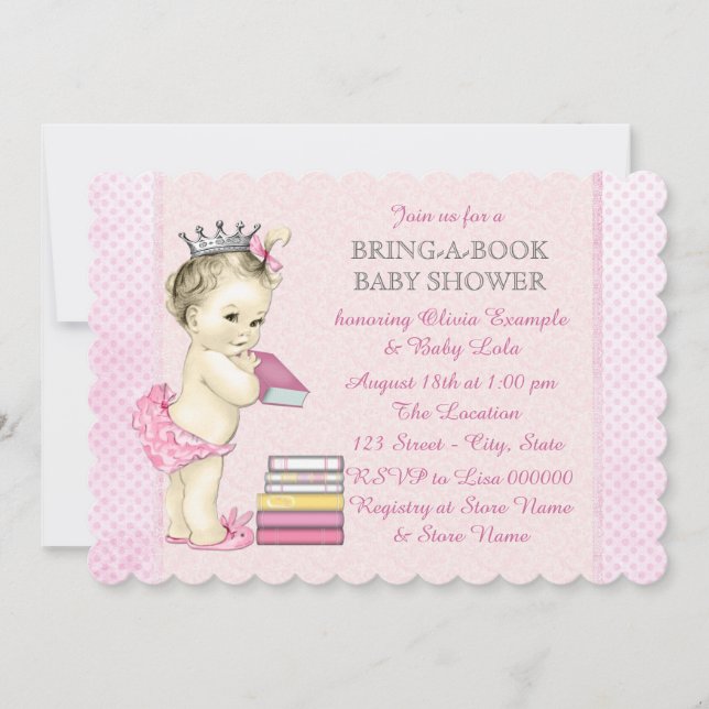 Invitación Traer un Baby Shower de libros (Anverso)