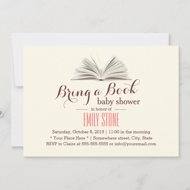 Invitación Traer un Baby Shower de libros (Anverso)