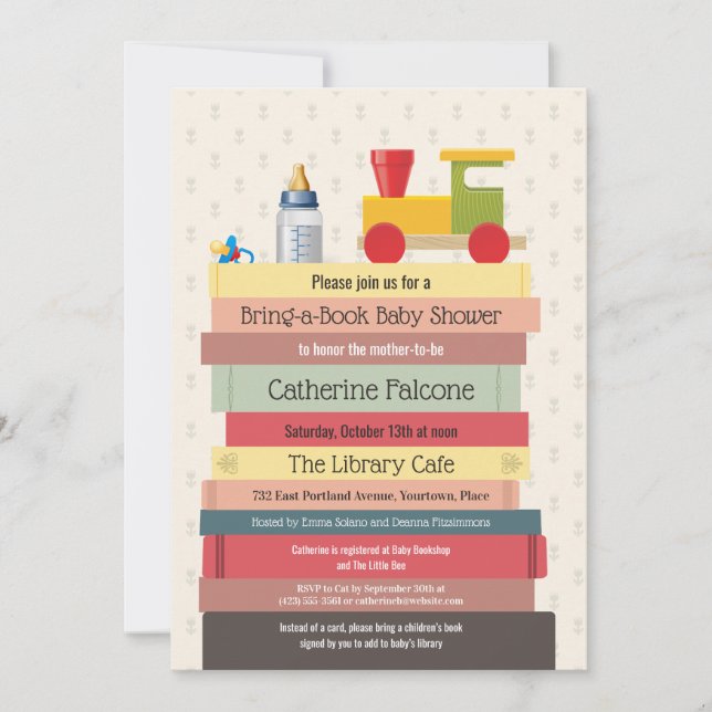 Invitación Traer un Baby Shower de libros (Anverso)