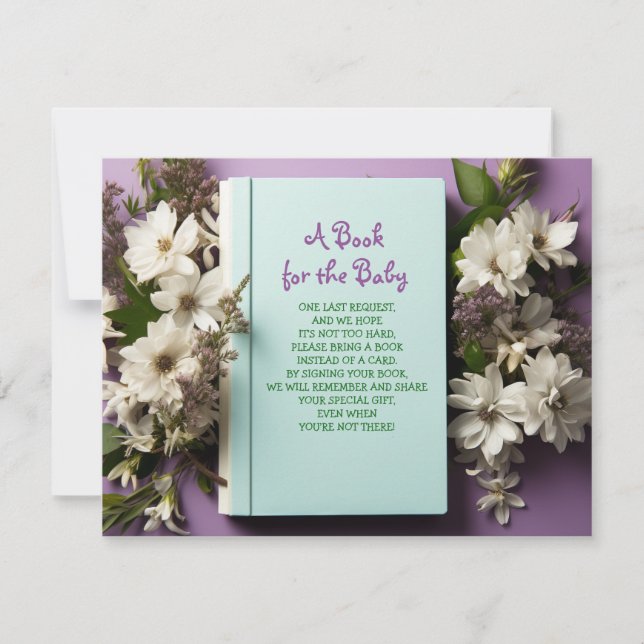 Invitación TRAER UN LIBRO Purple Mint Green Flowers Baby Show (Anverso)