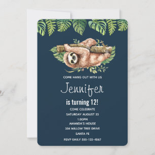 Invitación Tragedia de Agua Cuta y Hojas Tropicales Cumpleaño