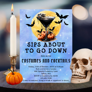 Invitación Tragos a punto de bajar Martini  Fiesta de Hallowe