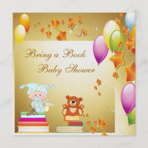 Invitación Traiga a libro el oro elegante Baby Shower del