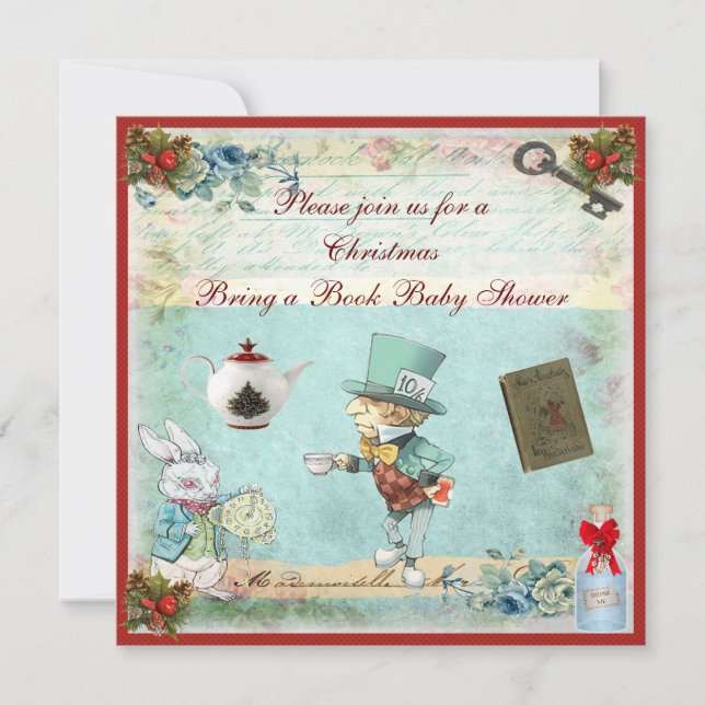 Invitación Traiga a libro el sombrerero enojado navidad Baby (Anverso)