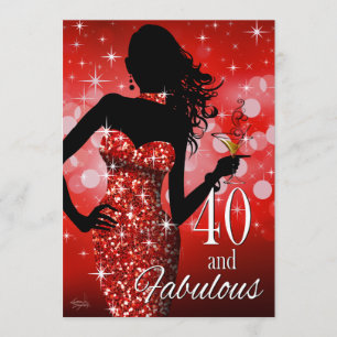 Invitación Traiga el Bling 40 y el rojo fabuloso del