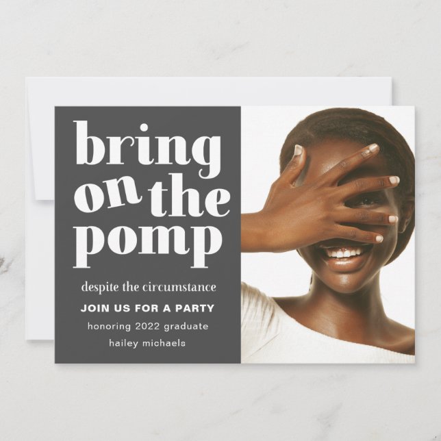 Invitación Traigan al Fiesta Pomp One Photo Grad (Anverso)
