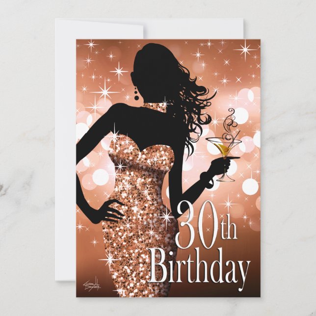 Invitación Traigan la espuma bling los 30 años| bronce (Anverso)