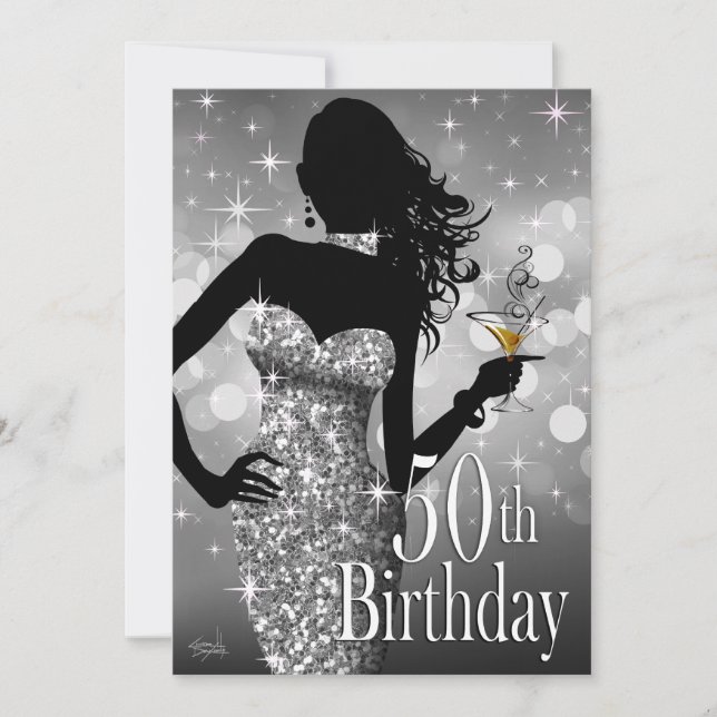 Invitación Traigan la espuma de los Bling 50 cumpleaños| plat (Anverso)