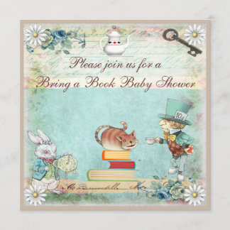 Invitación Traigan un libro Alice en el Baby Shower de la tie