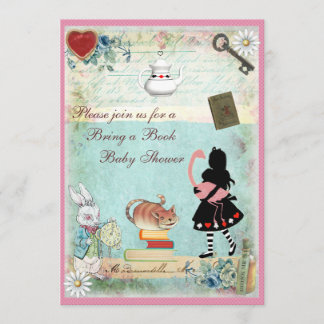Invitación Traigan un libro Alice & Pink Flamingo Baby Shower